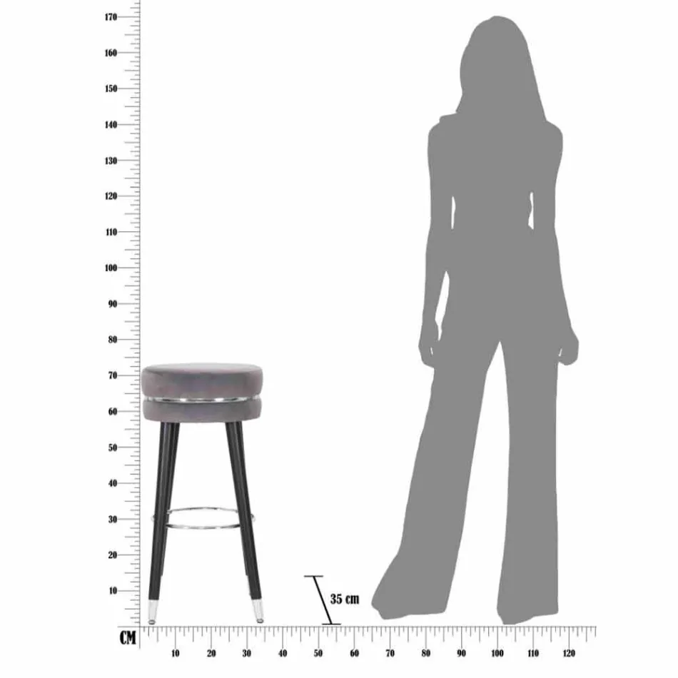 Rund barstol i træ og stof af moderne design - Rupert Viadurini