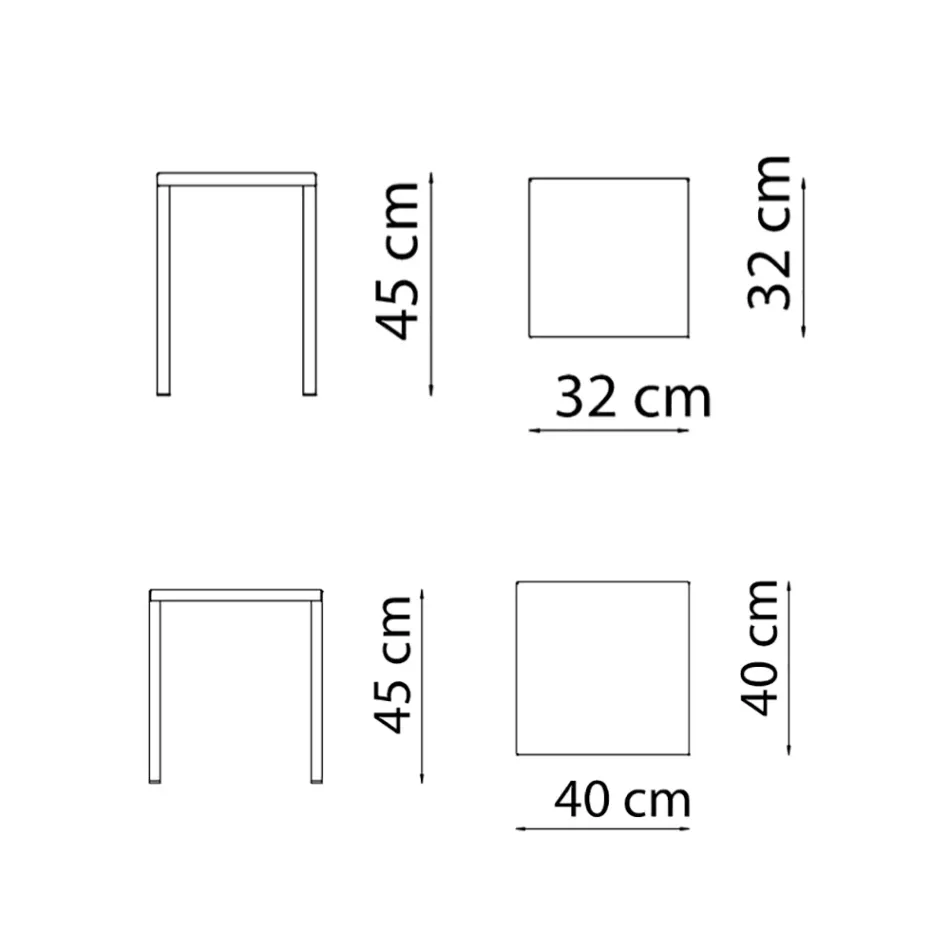 Lav firkantet stål udendørs skammel lavet i Italien - Azul Viadurini