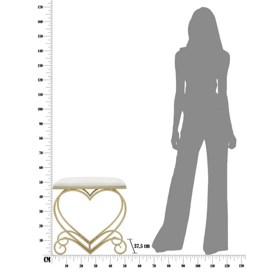 Lav jern skammel guldfinish med stof sæde - Dimentico Viadurini