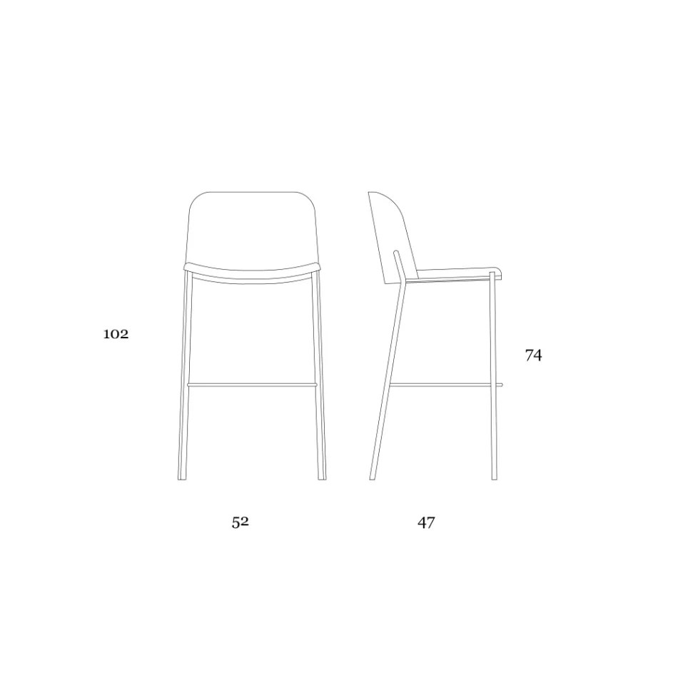 Taburet med metalbund og imiteret lædersæde lavet i Italien - Ivy Viadurini