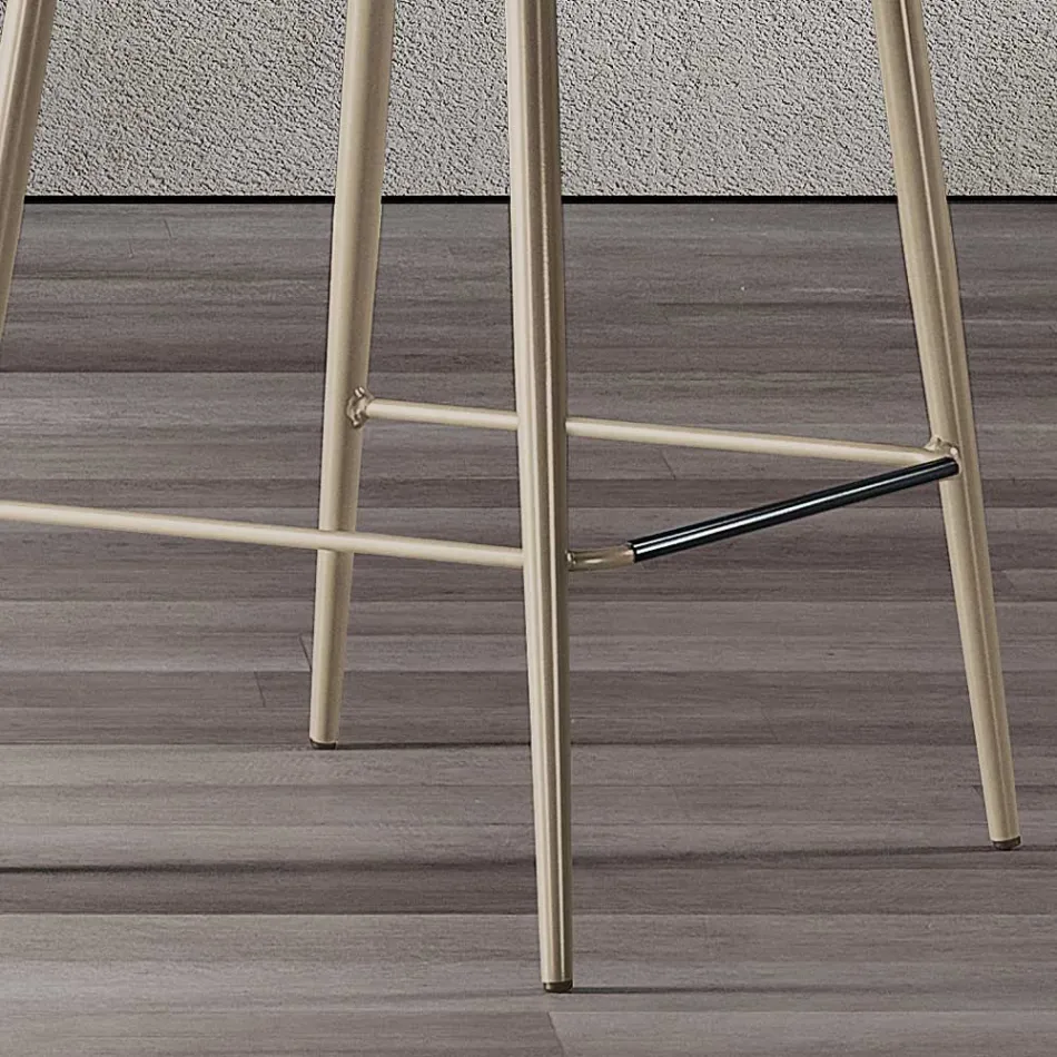 Taburet med metalben og monocoque stofsæde lavet i Italien - Hinata Viadurini