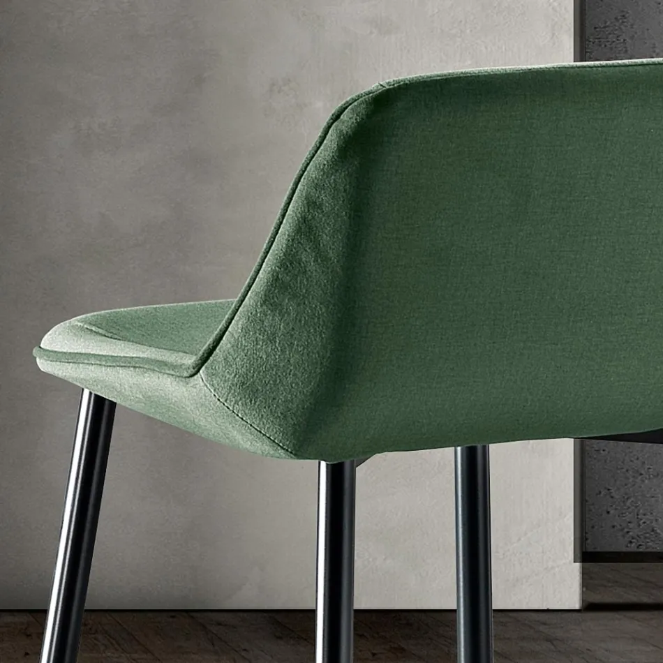 Taburet med metalben og monokok-stofsæde fremstillet i Italien - Hinata Viadurini