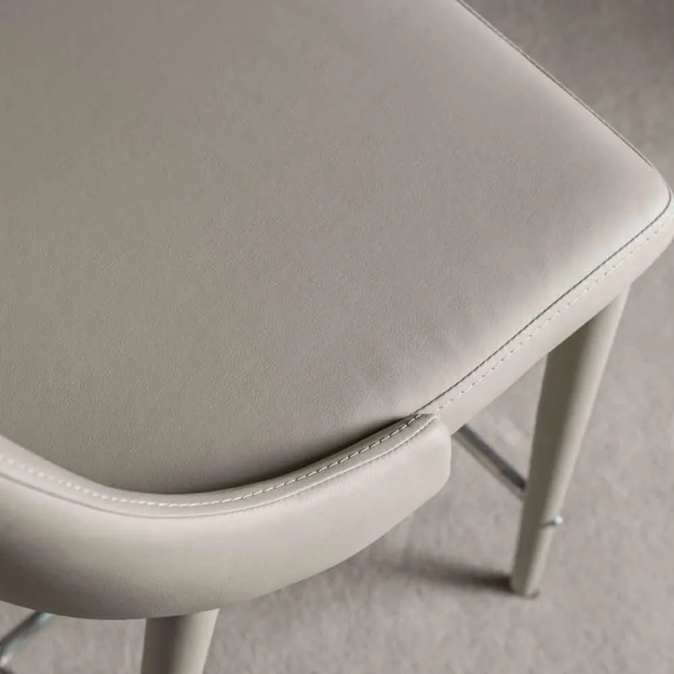 Taburet med ryglæn, design metalbase - Berenice Viadurini