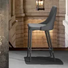Taburet med ryglæn, design metalbase - Berenice Viadurini