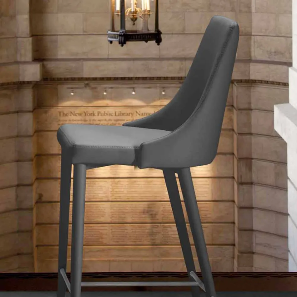 Taburet med ryglæn, design metalbase - Berenice Viadurini