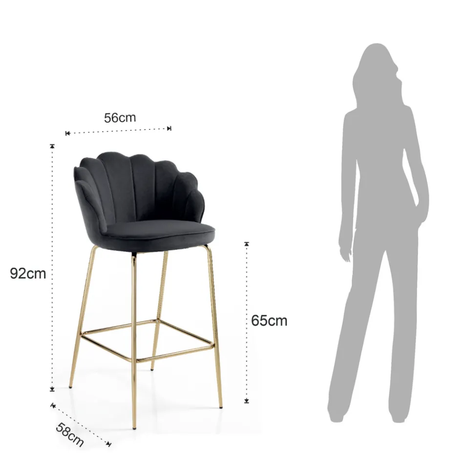 Taburet med polstret sæde dækket af stof - silicium Viadurini