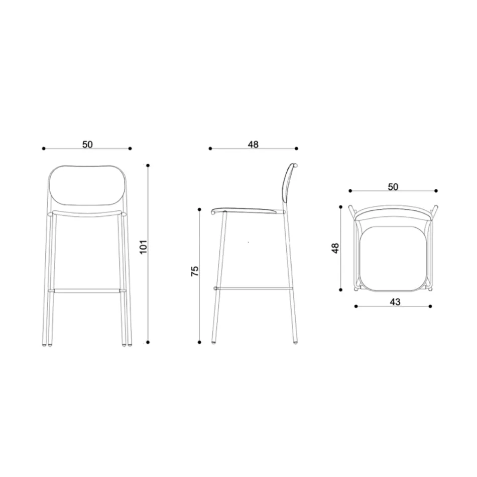 Køkkentaburet i egetræ og metal Fremstillet i Italien 2 stk - Saffia Viadurini