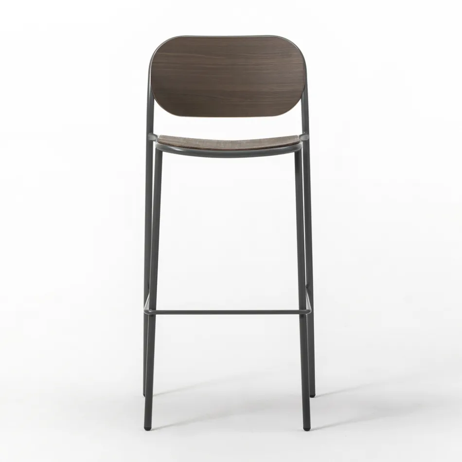 Køkkentaburet i egetræ og metal Fremstillet i Italien 2 stk - Saffia Viadurini