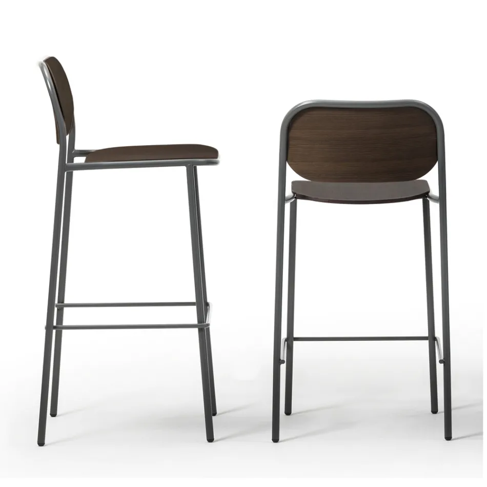 Køkkentaburet i egetræ og metal Fremstillet i Italien 2 stk - Saffia Viadurini