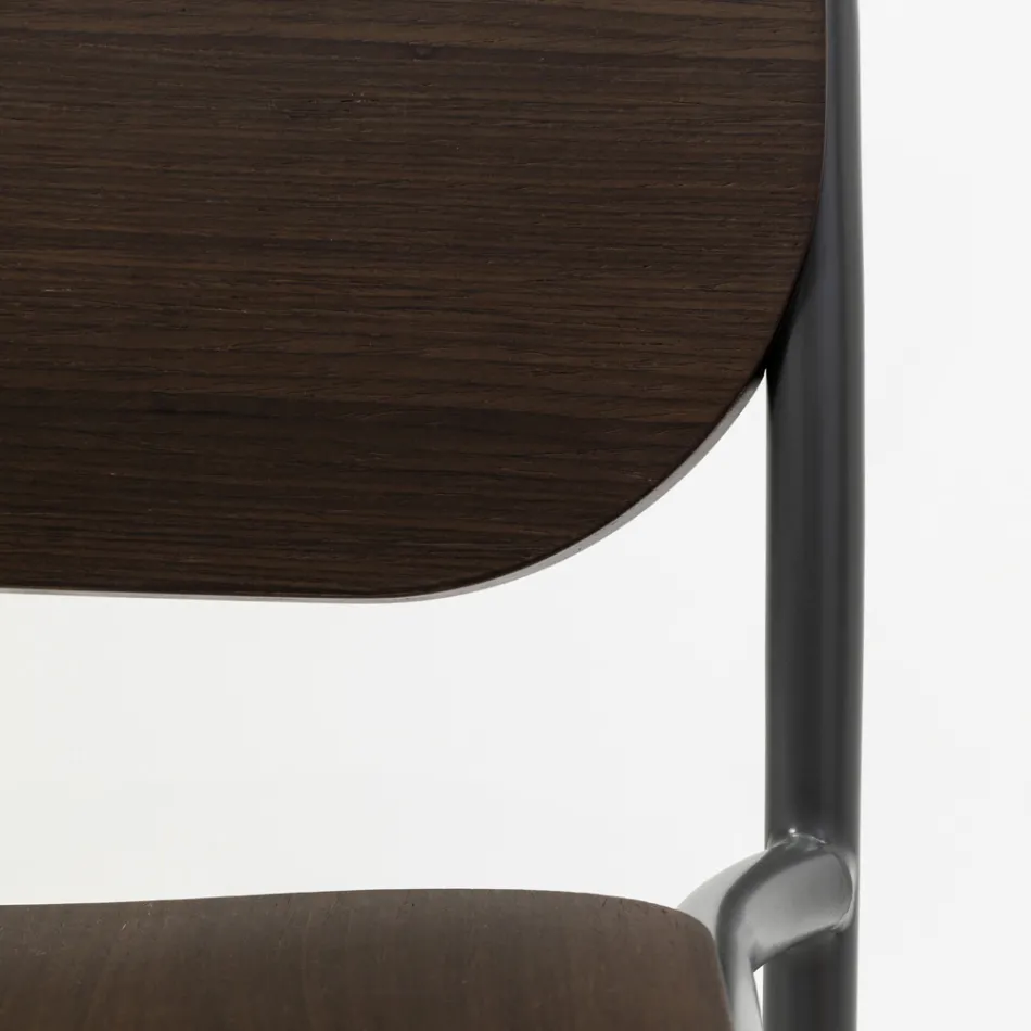 Køkkentaburet i egetræ og metal Fremstillet i Italien 2 stk - Saffia Viadurini