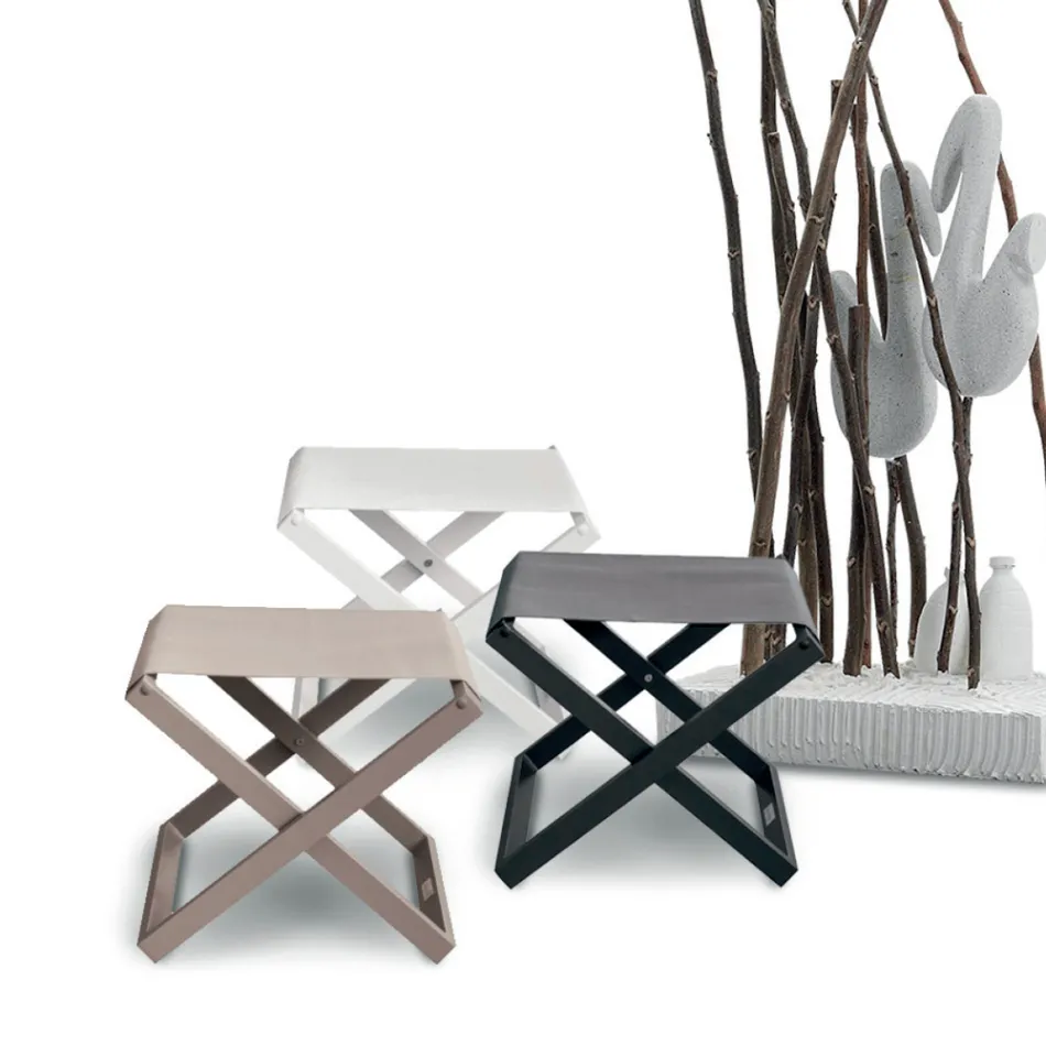 Udendørs skammel i malet aluminium og tekstilen - Edward Viadurini