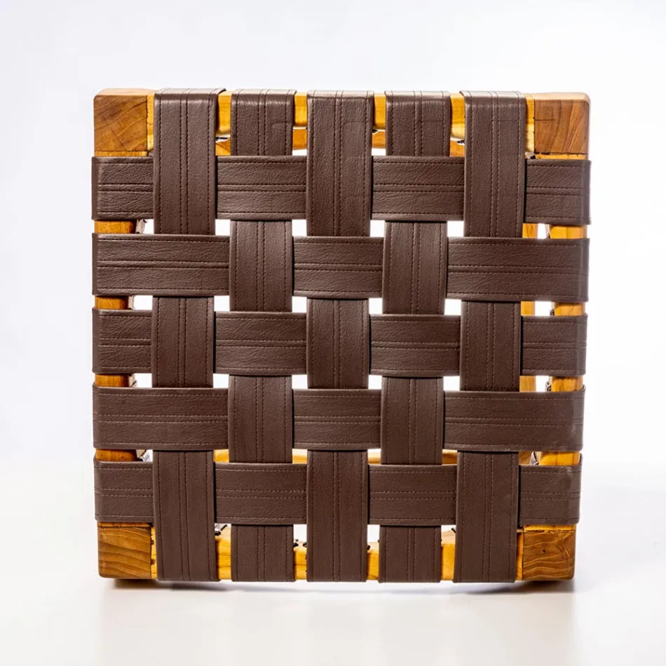 Designer badestol lavet af teaktræ med vævet sæde - Yucca Viadurini