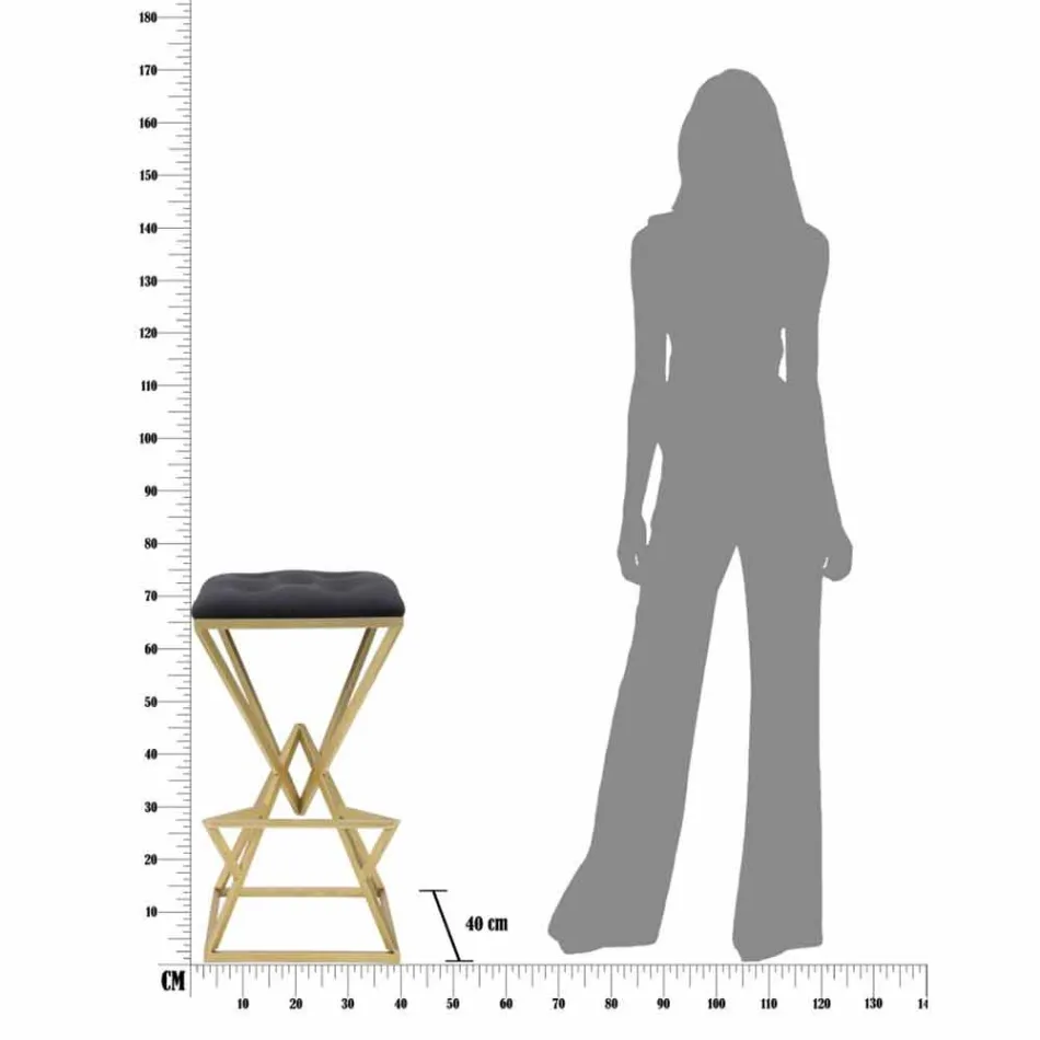 Høj firkantet designstol i jern og stof - Sillie Viadurini