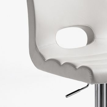 Barstol i hvidt syntetisk læder og forkromet metal - Sorbillo