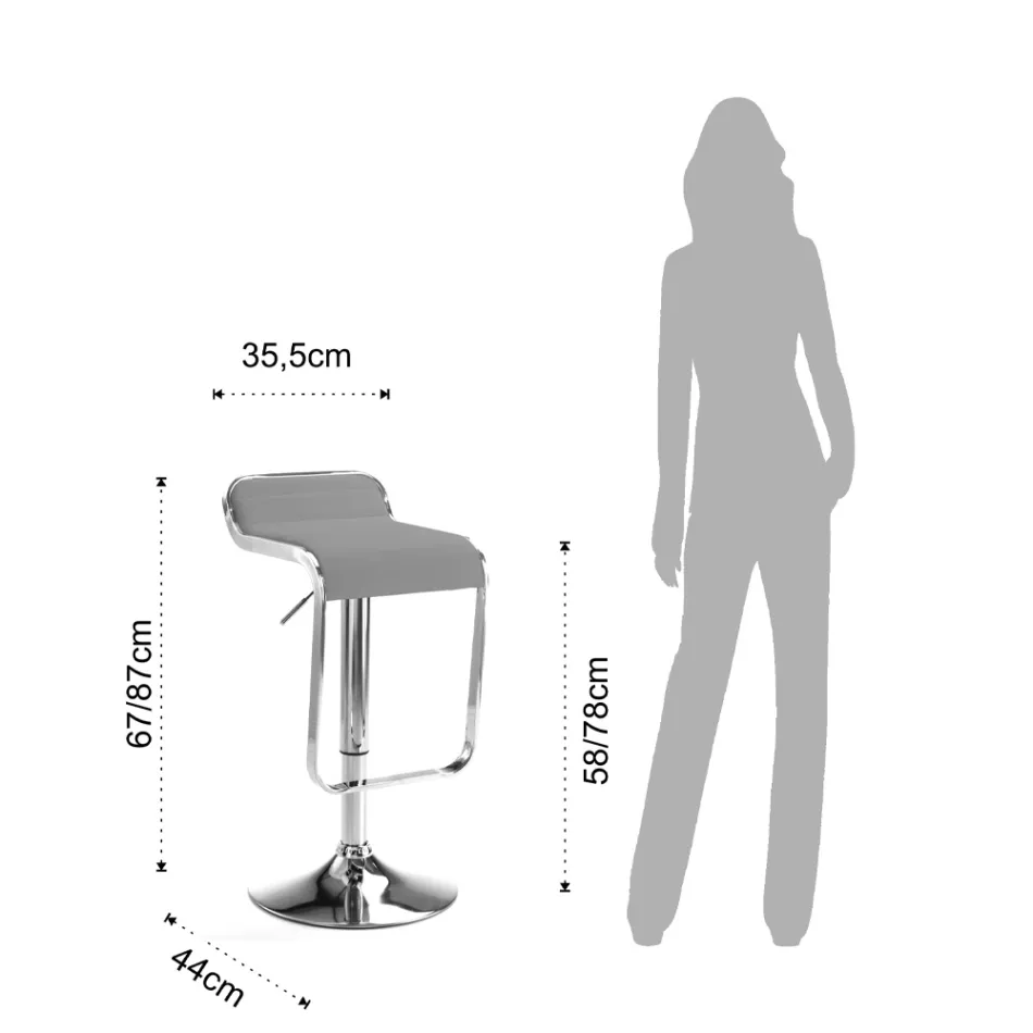 Barstol i syntetisk læder og metal - Berchelio Viadurini