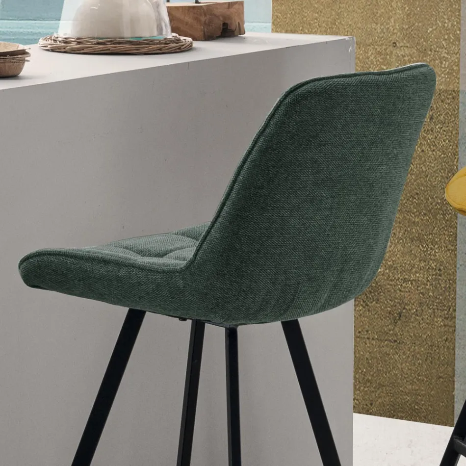 Polstret køkkentaburet med metalstruktur 2 stk - Raggia Viadurini