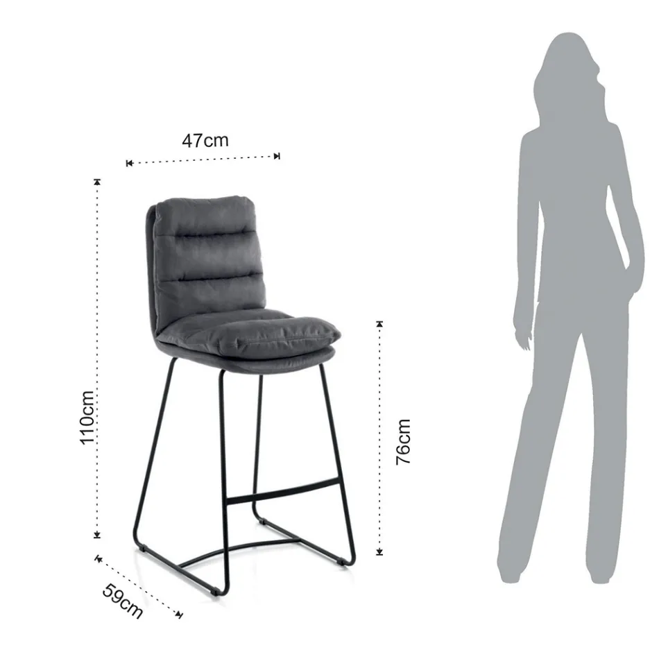 Køkkentaburet i mikrofibergrå fløjlseffekt 2 stk - Fortaleza Viadurini