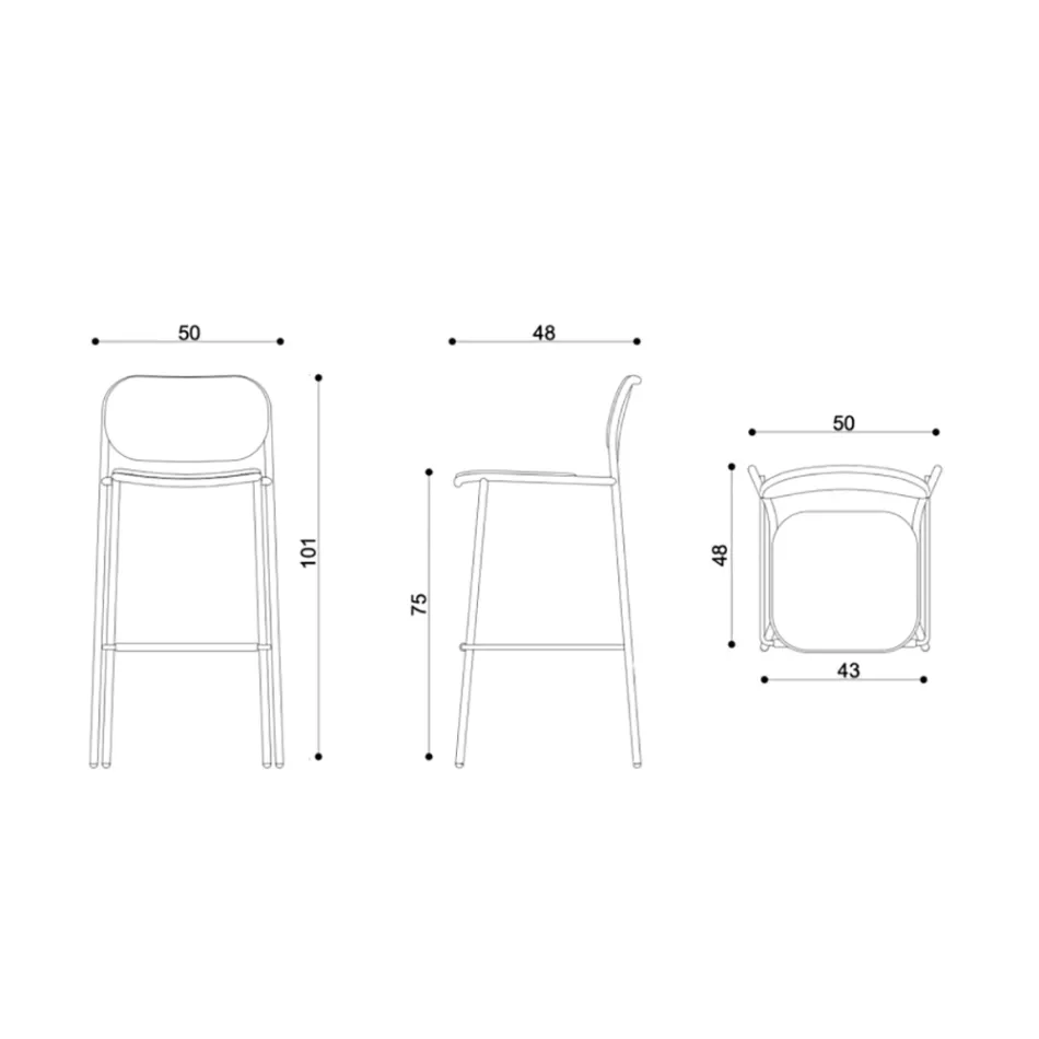 Køkkentaburet i stof og metal Fremstillet i Italien 2 stk - Sangria Viadurini