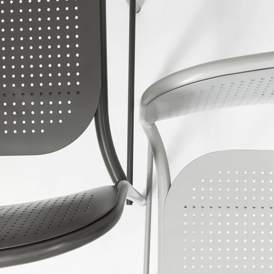 Udendørs stabelbar metaltaburet lavet i Italien 2 stykker - Synergi Viadurini