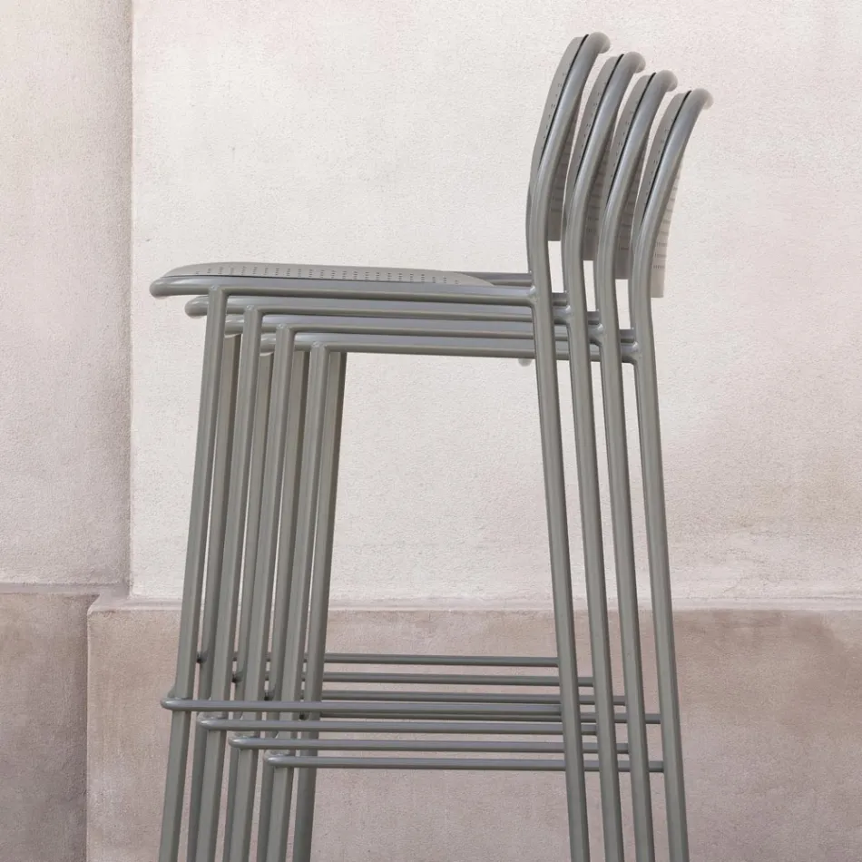 Udendørs stabelbar metaltaburet lavet i Italien 2 stykker - Synergi Viadurini