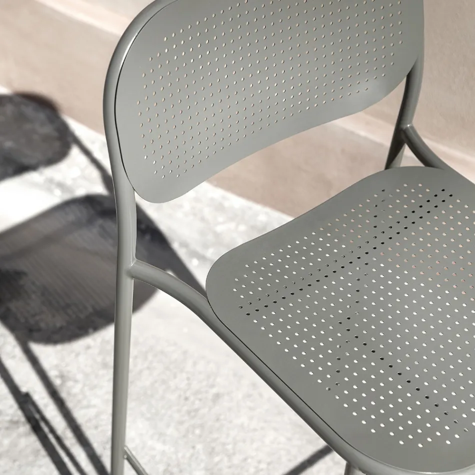 Udendørs stabelbar metaltaburet lavet i Italien 2 stykker - Synergi Viadurini