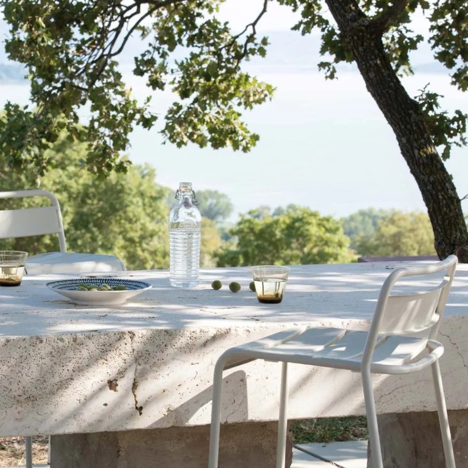 Stabelbar udendørs skammel i galvaniseret metal Fremstillet i Italien - Amina Viadurini