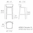 Afrika H 95cm moderne udendørs afføring af Vondom, i polypropylen Viadurini