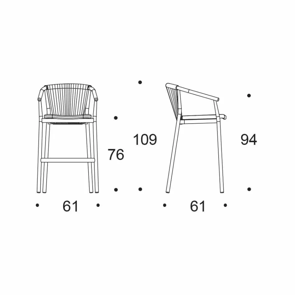 Stabelbar haveskammelaluminium og teknisk stof - Smart af Varaschin Viadurini