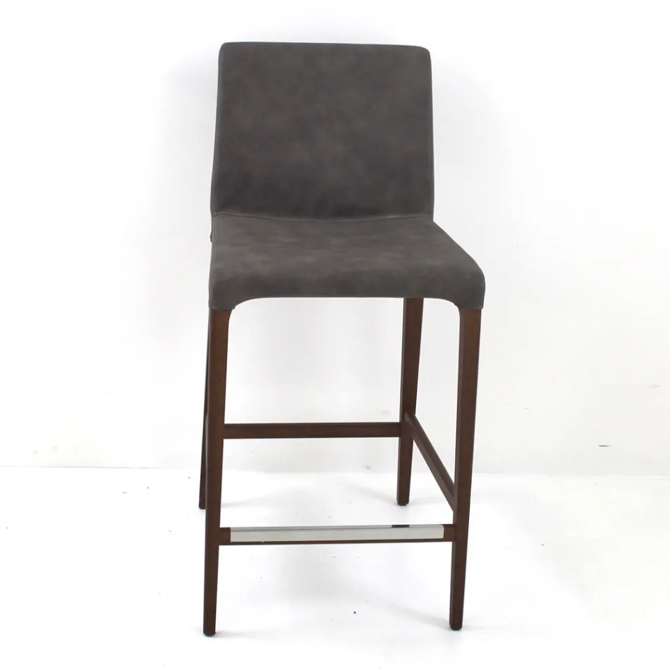 Indendørs skammel i asketræ og kunstlæder lavet i Italien - Floki Viadurini