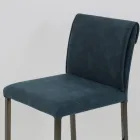 Stue skammel i imiteret læder og struktur i Nikel Fremstillet i Italien - Cleto Viadurini