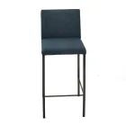 Stue skammel i imiteret læder og struktur i Nikel Fremstillet i Italien - Cleto Viadurini