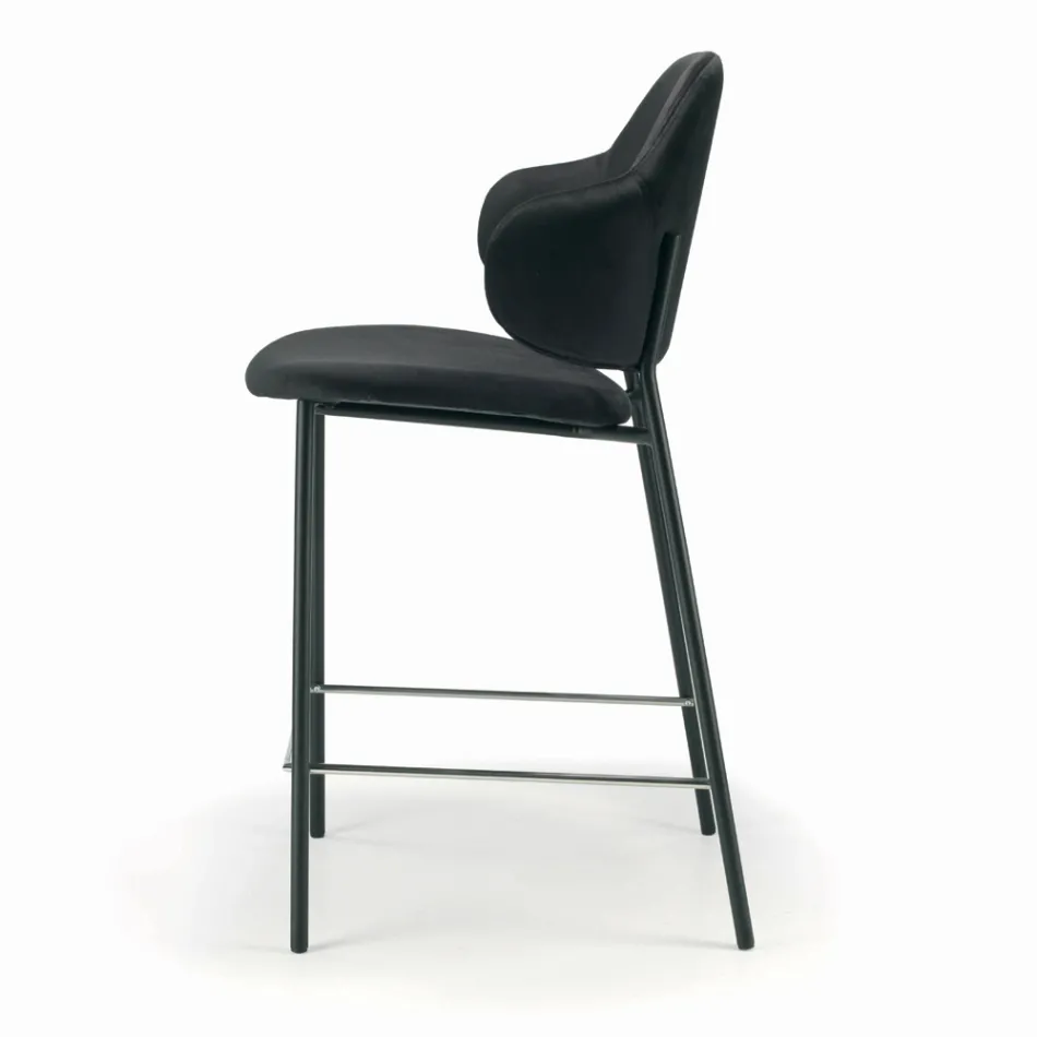 Stue skammel lavet af stål og fløjl lavet i Italien - Rimini Viadurini