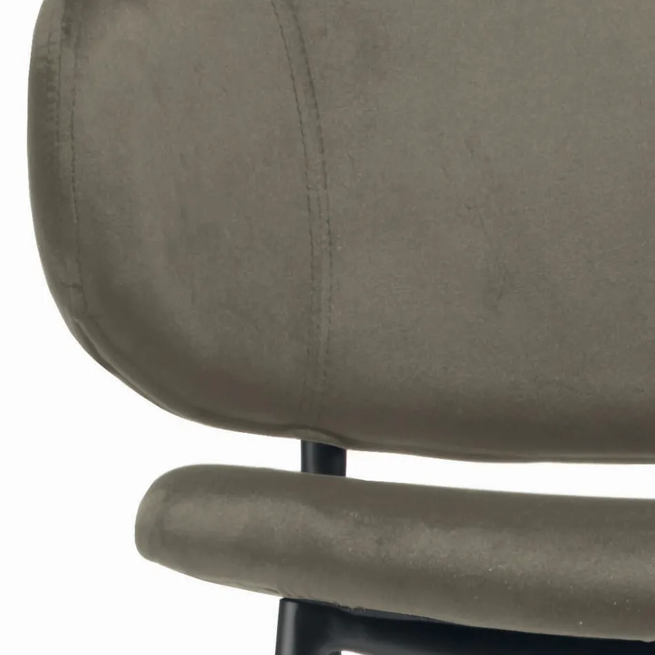 Stue skammel lavet af stål og fløjl lavet i Italien - Rimini Viadurini