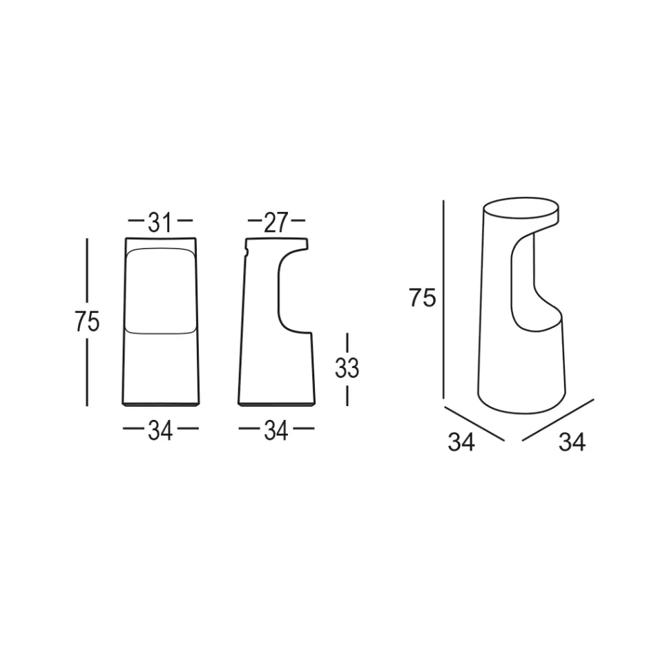 Høj design skammel i mat polyethylen til udendørs lavet i Italien - Forlina Viadurini