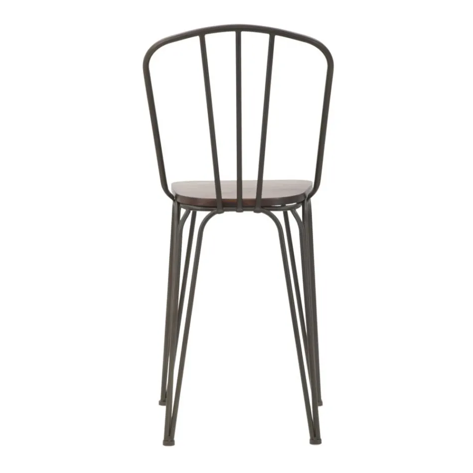 Moderne design skammel i industriel stil i jern og træ, 2 stk - Erika Viadurini