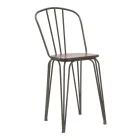 Moderne design skammel i industriel stil i jern og træ, 2 stk - Erika Viadurini