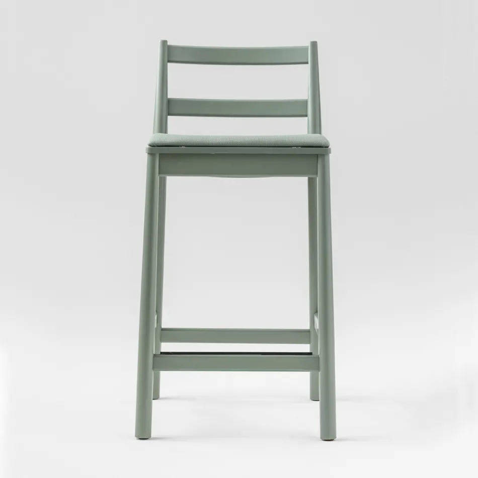 Luksus skammel i massiv bøg med sæde i stof lavet i Italien - Nora Viadurini