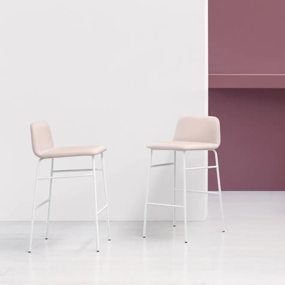 Luksus skammel beklædt med stof med metalbund lavet i Italien - Molde Viadurini