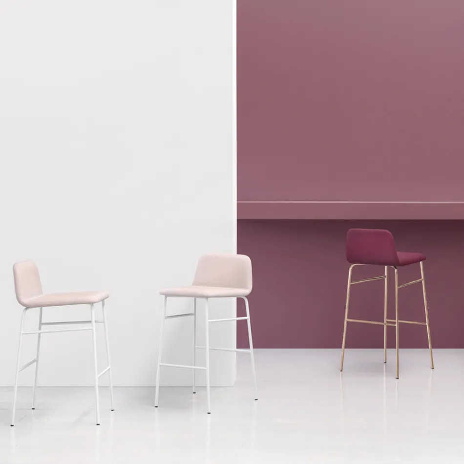 Luksus skammel beklædt med stof med metalbund lavet i Italien - Molde Viadurini