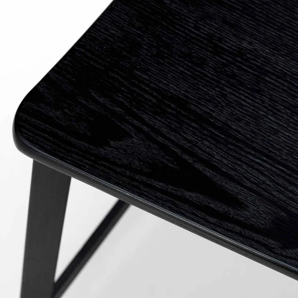 Moderne design træ og metalstole, Elmas Viadurini