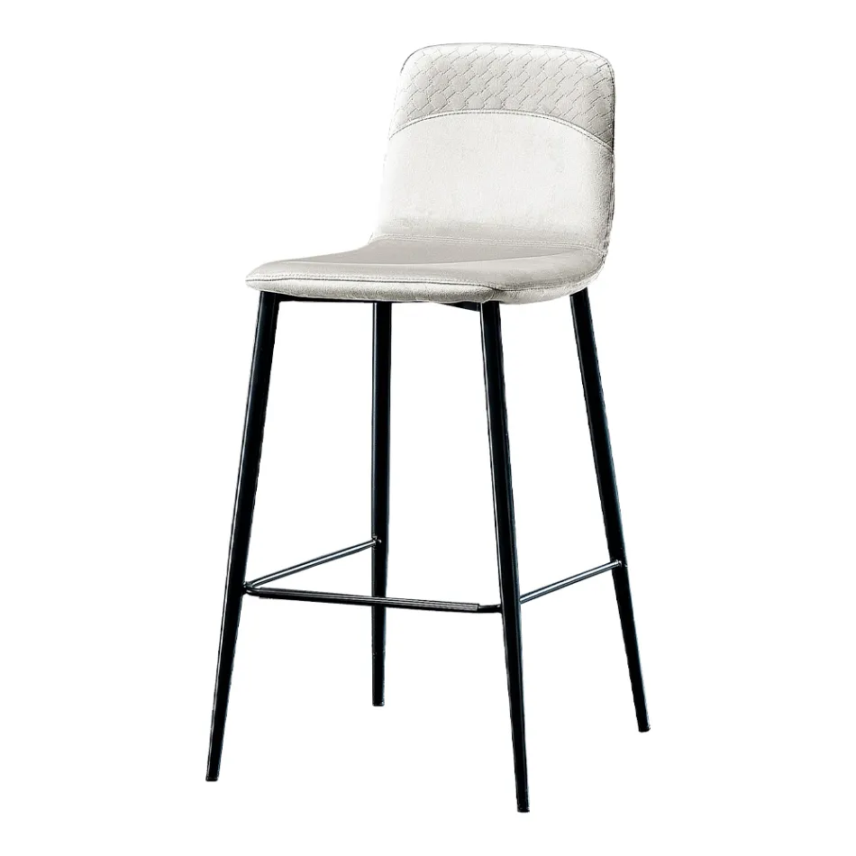 Elegant skammel af moderne design i farvet fløjl og metal - Bizet Viadurini