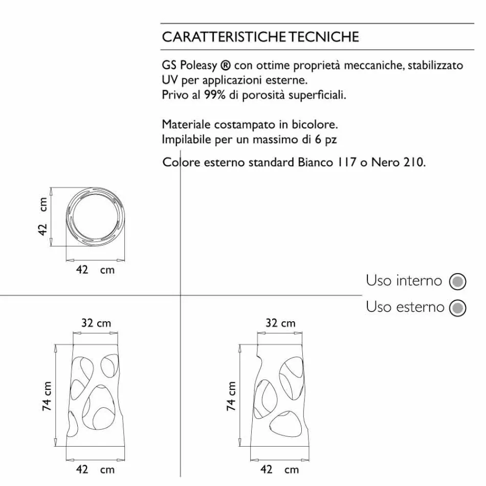 Udendørs eller indendørs stabelbar skammel Hvid eller sort 2 stykker - Liberty fra Myyour Viadurini
