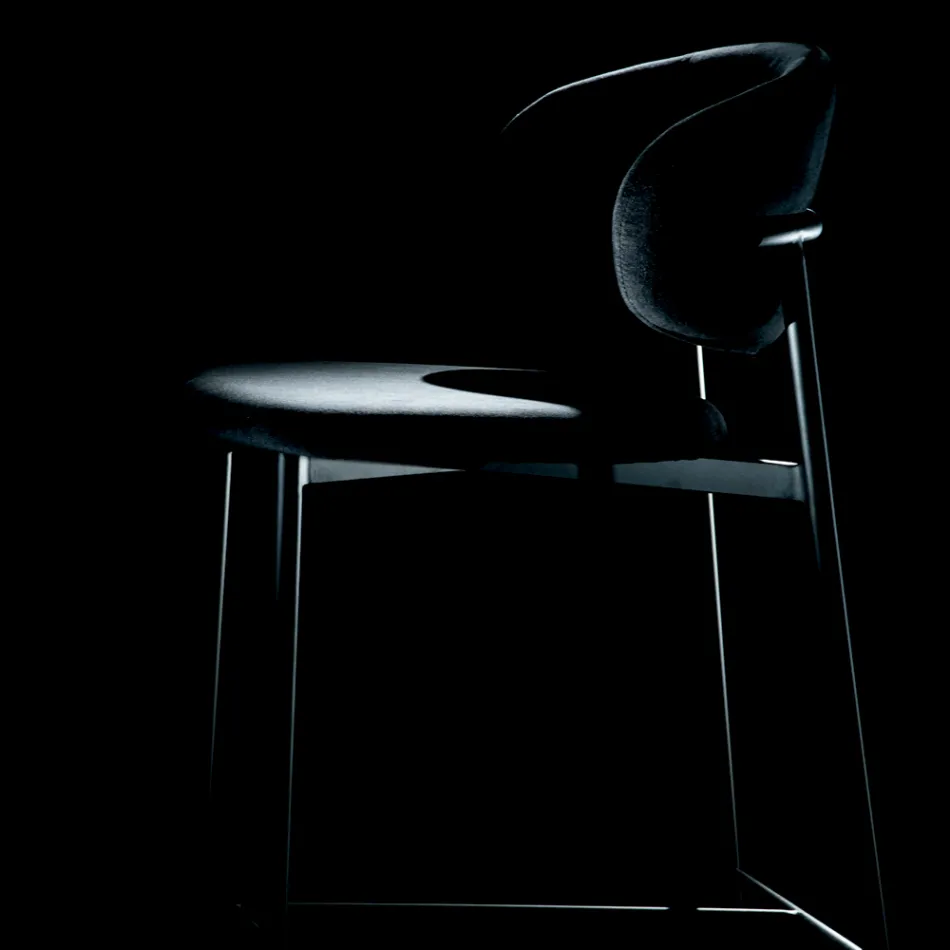 Fast skammel med fløjlssæde og ryglæn lavet i Italien - Cagliari Viadurini