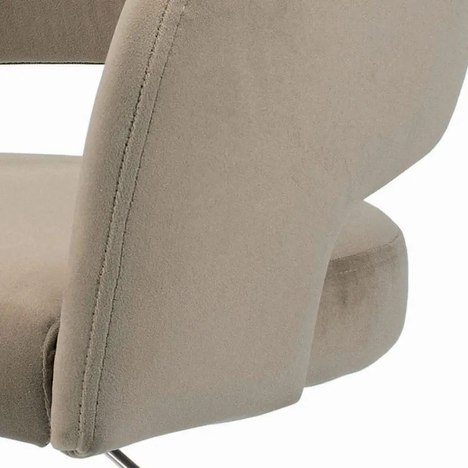 Drejelig og højdejusterbar skammel i fløjl og stål - Alassio Viadurini