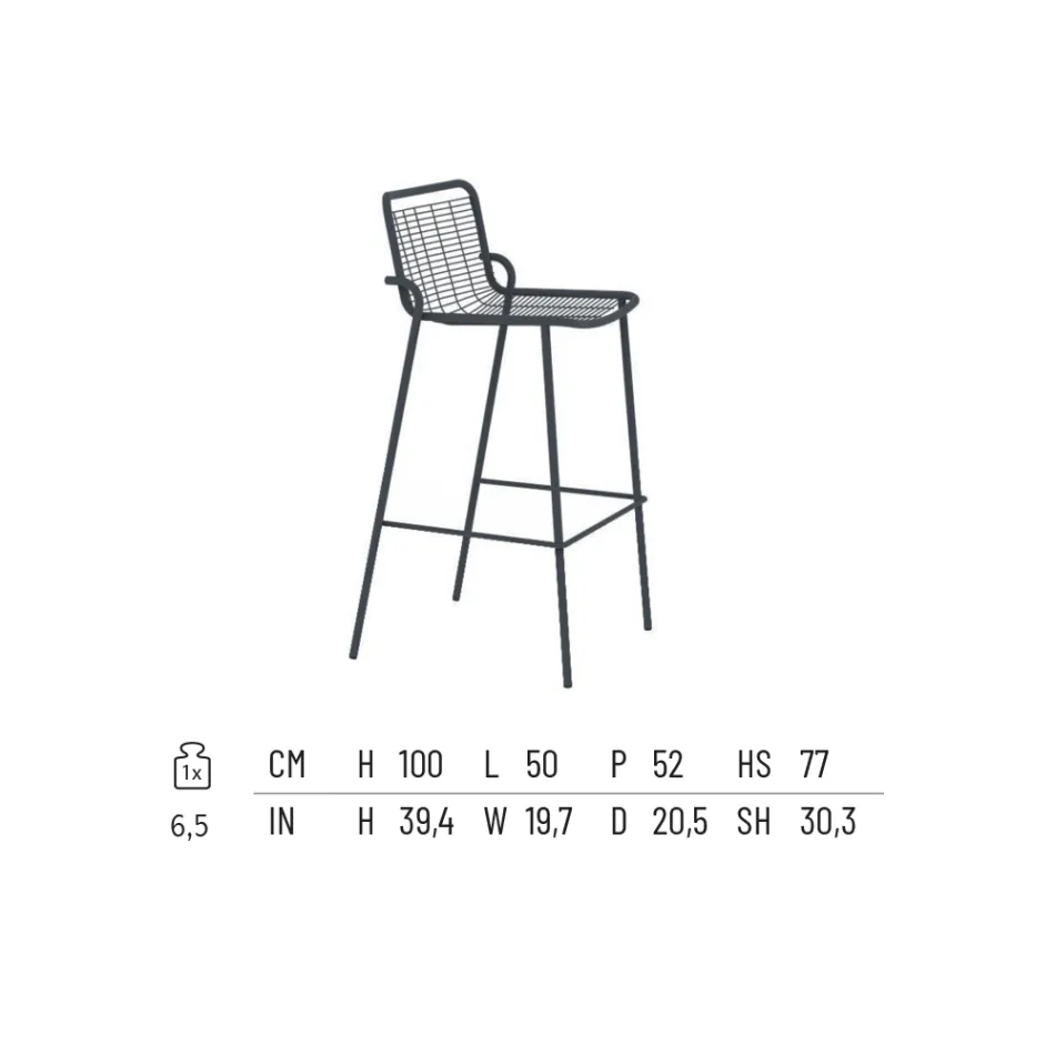 Stabelbar udendørs skammel i metal Made in Italy 2 stk - Vikas Viadurini