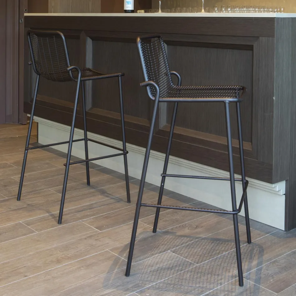 Stabelbar udendørs skammel i metal Made in Italy 2 stk - Vikas Viadurini