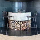 Stabelbar udendørs skammel i metal Made in Italy 2 stk - Vikas Viadurini