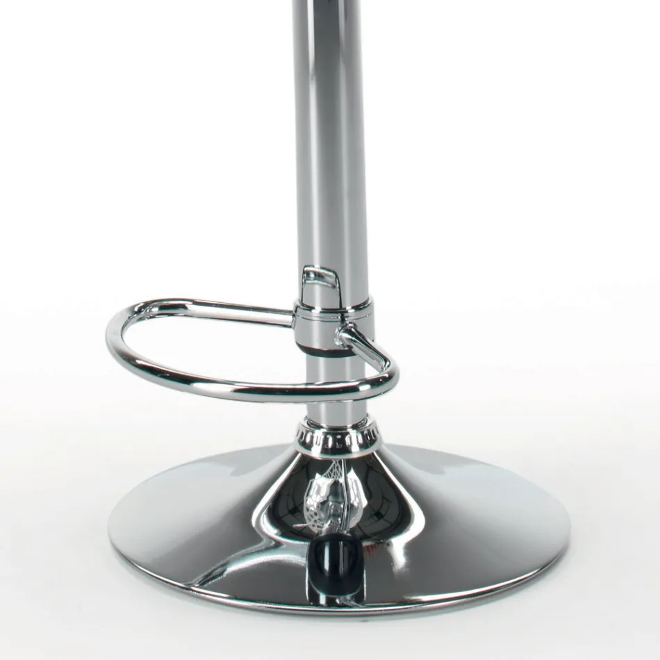 Taburet i øko-læder og stål med gaslift Fremstillet i Italien - Lorenza Viadurini