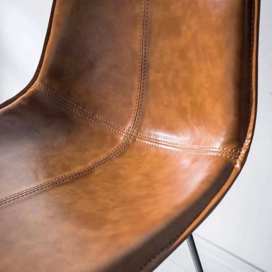 Taburet i kunstlæder Effekt H 80, base 4 ben - Ovid Viadurini