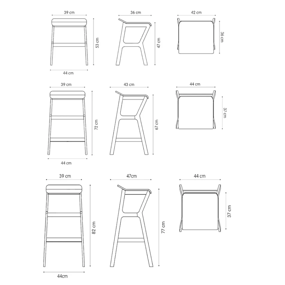 Taburet i massiv bøg med stofsæde. Made in Italy - Regensburg Viadurini